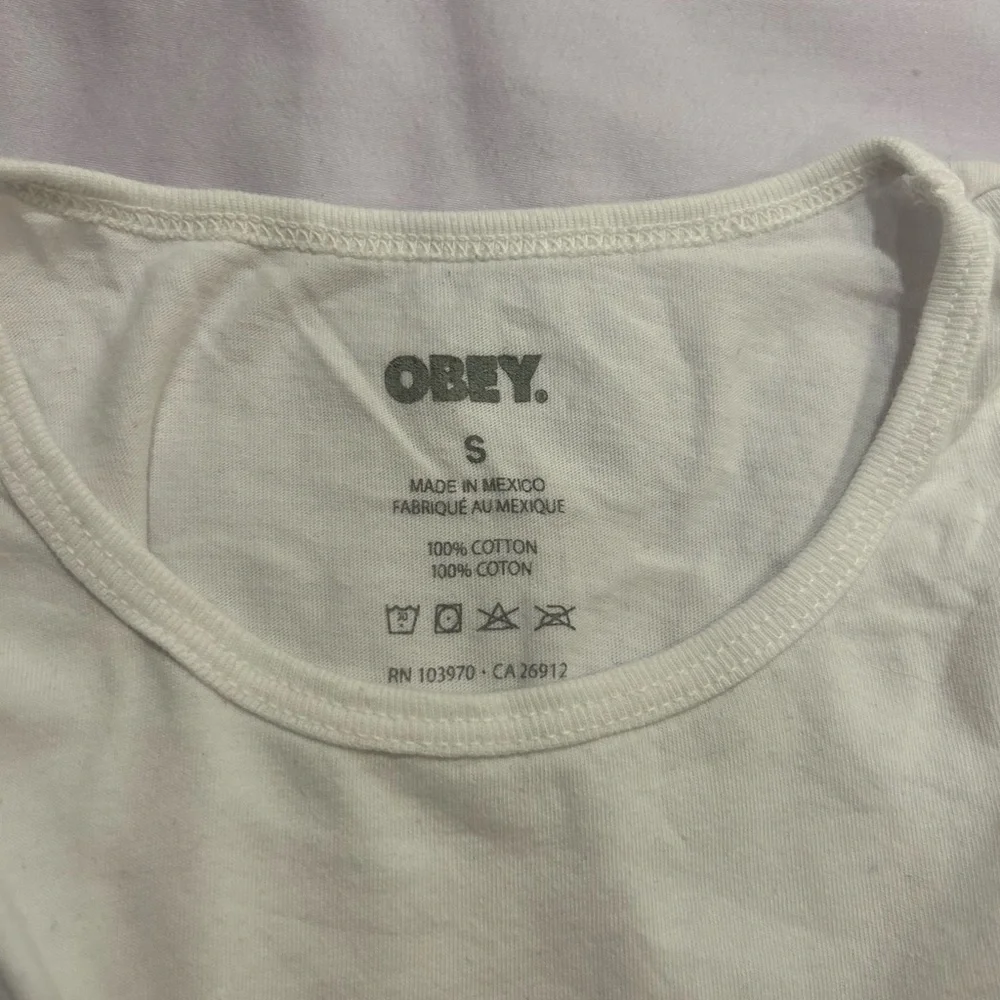 Obey White Tee with Purple Bear Graphic - Picture 2 of 2